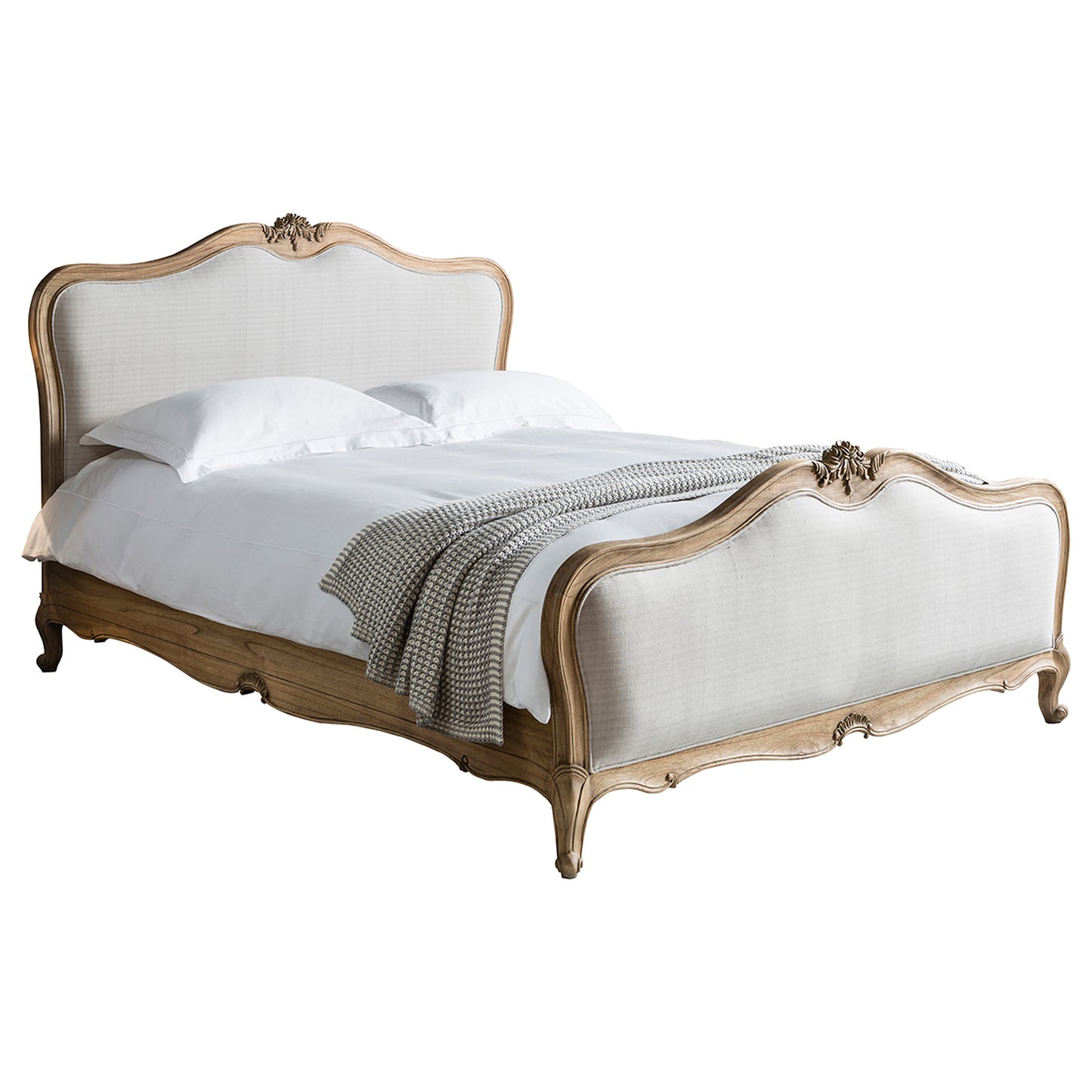 Chic Super King Linen Upholstered Bed Weathered