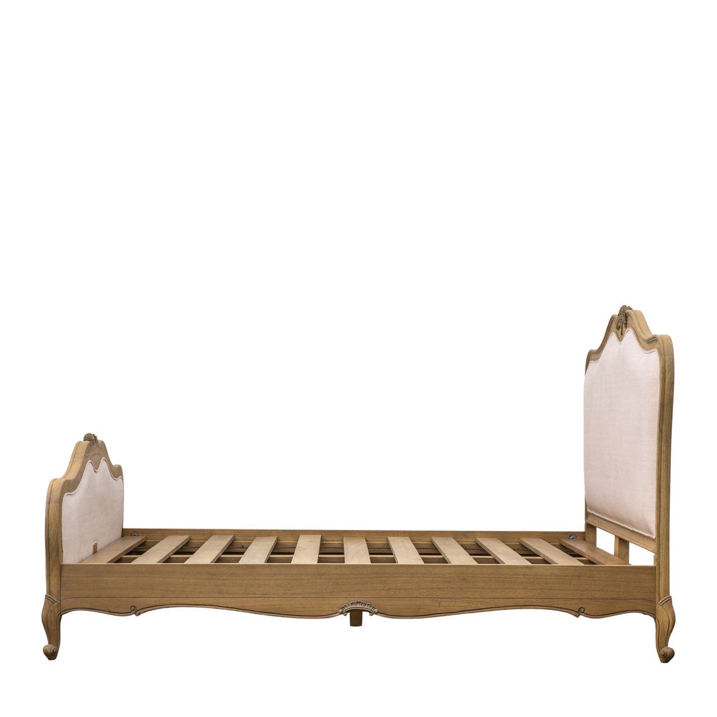 Chic Super King Linen Upholstered Bed Weathered