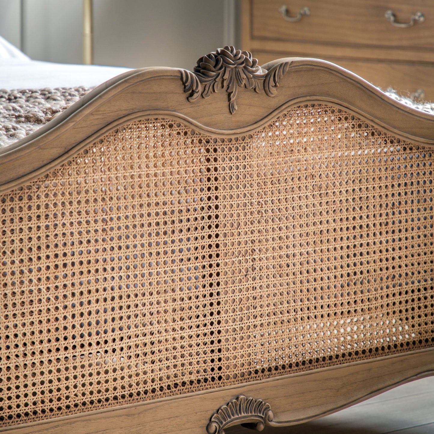 Chic Super King Cane Bed Weathered