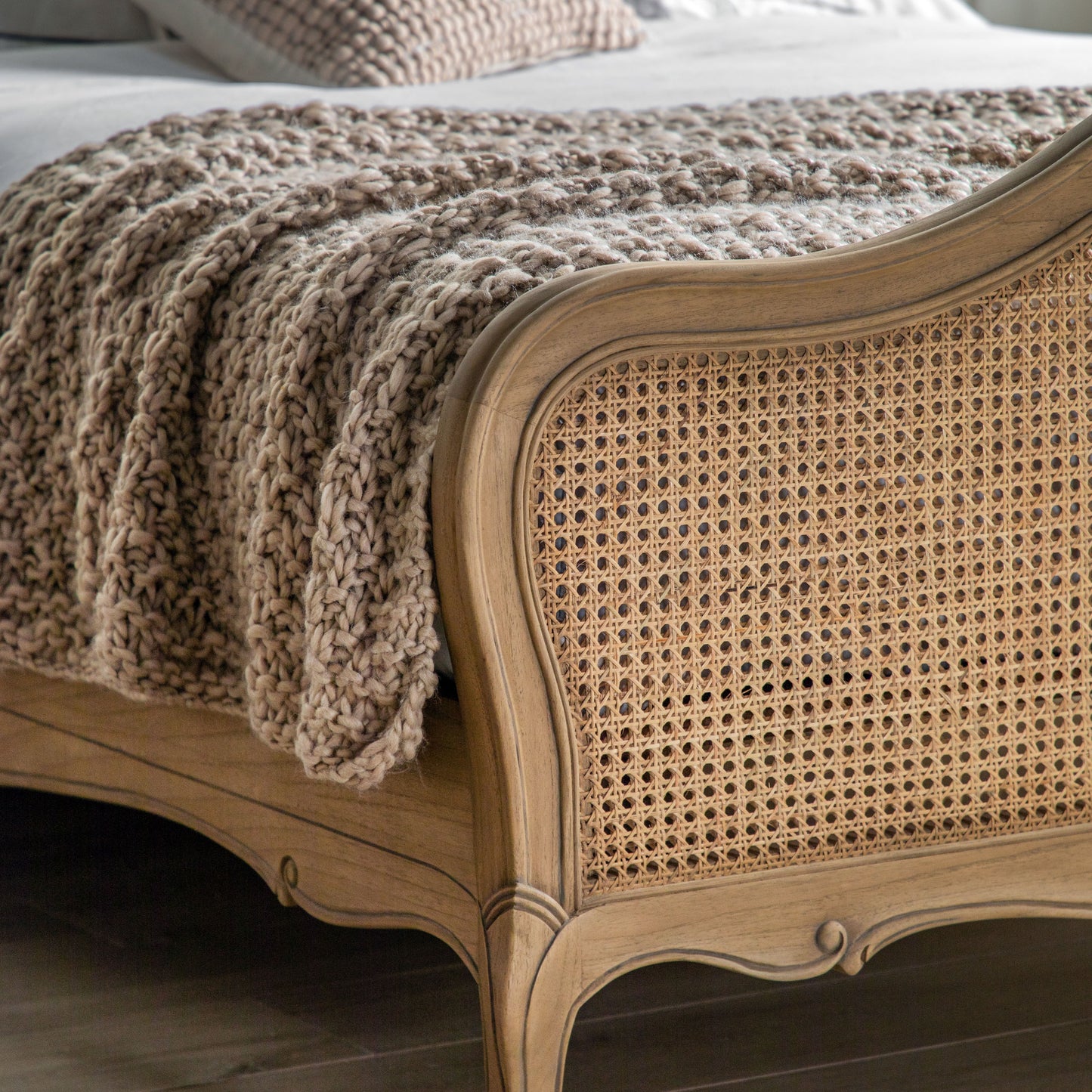 Chic Super King Cane Bed Weathered