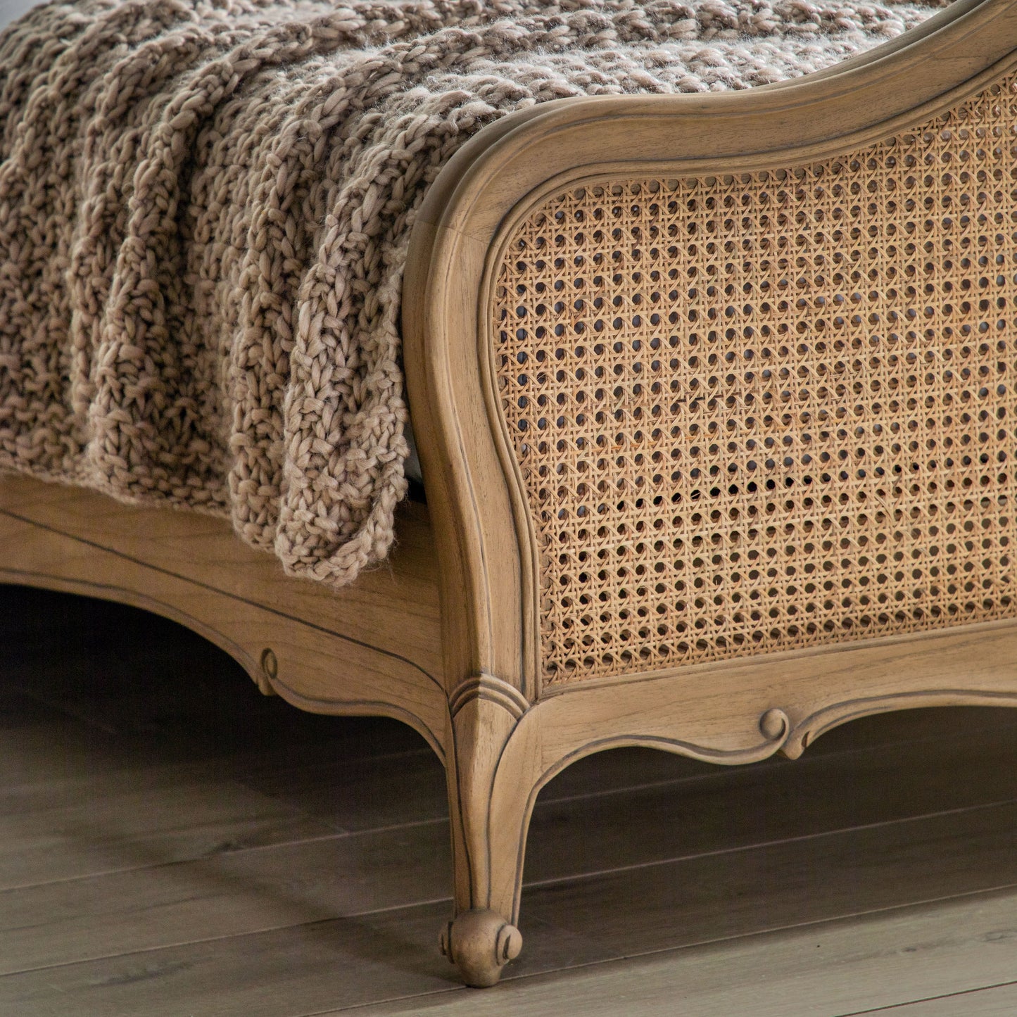 Chic Super King Cane Bed Weathered