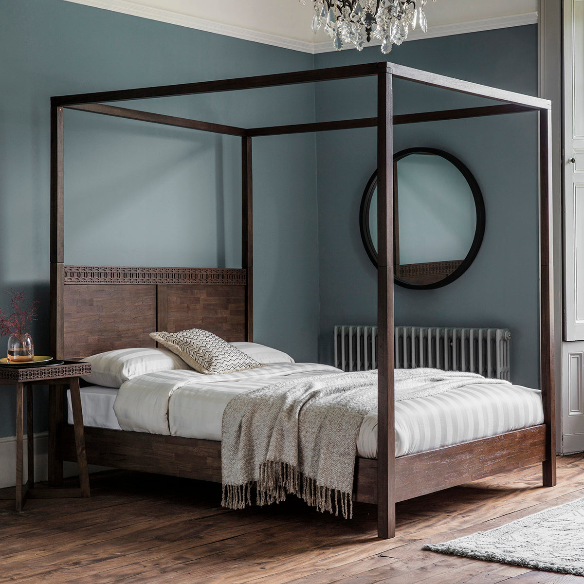 Boho Super King 4 Poster Bed Brown