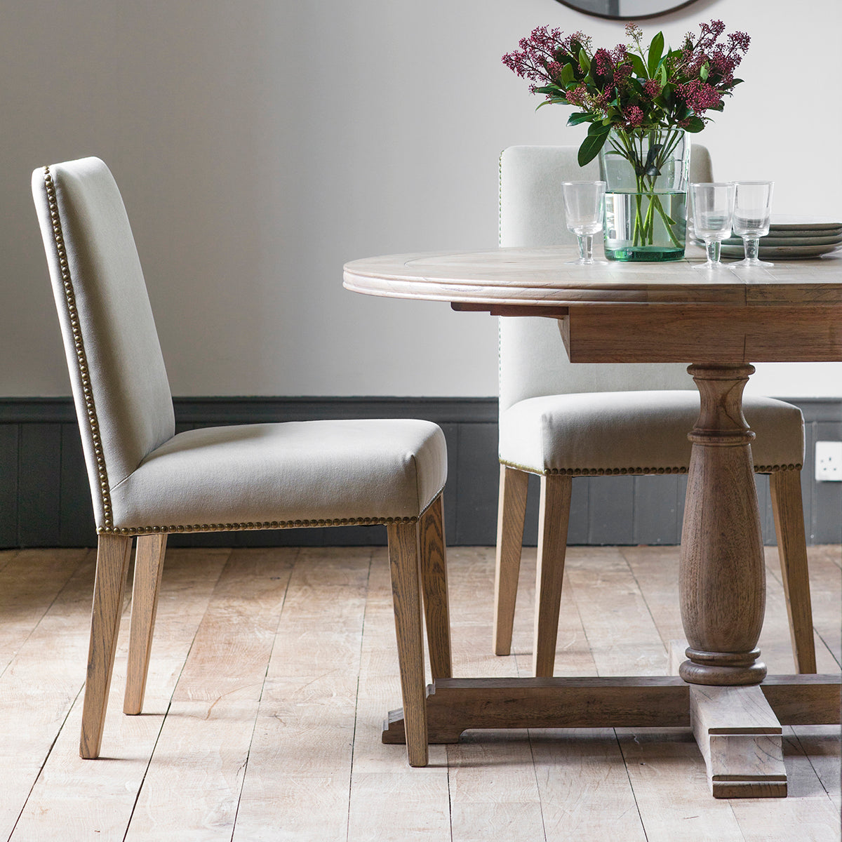 Rex Dining Chair Cement Linen 2pk
