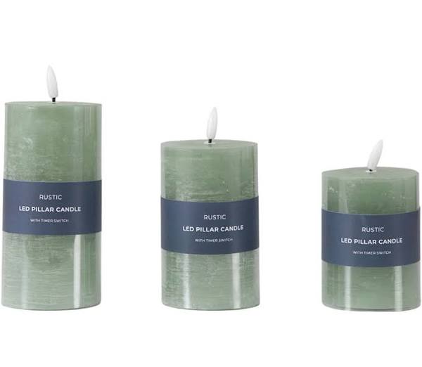 LED Candle Rustic Sage Set of 3