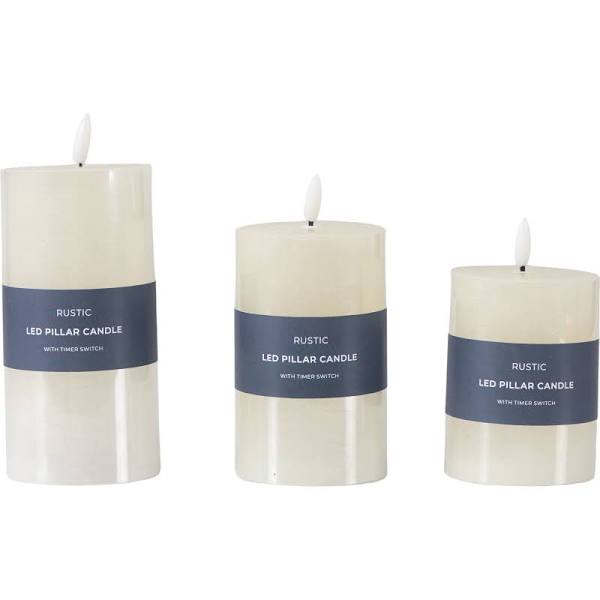 LED Candle Rustic Ivory Set of 3