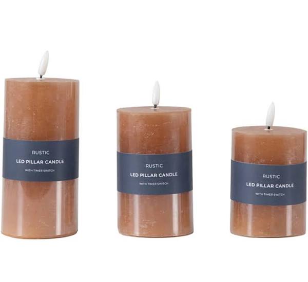 LED Candle Rustic Amber Set of 3