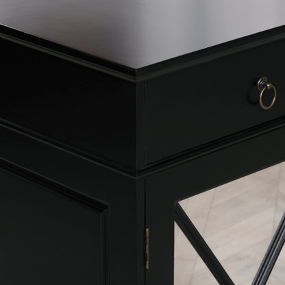 Black Oriental Sideboard With Mirrored Doors