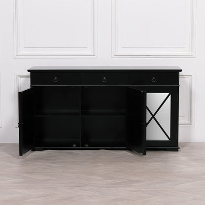 Black Oriental Sideboard With Mirrored Doors