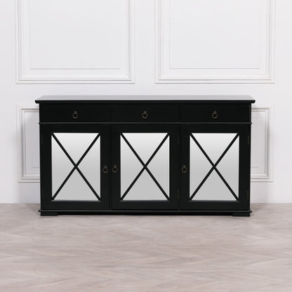 Black Oriental Sideboard With Mirrored Doors