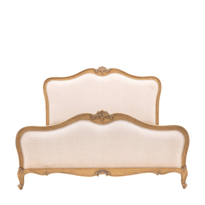 Chic Super King Linen Upholstered Bed Weathered