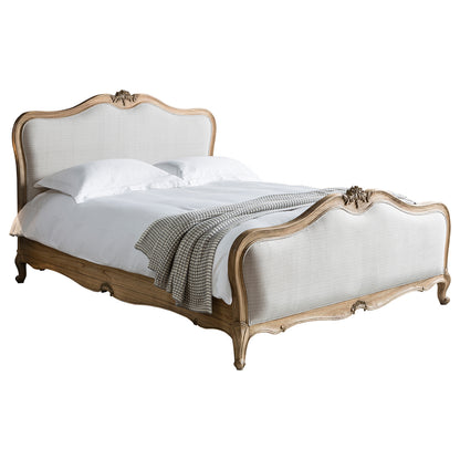Chic Super King Linen Upholstered Bed Weathered