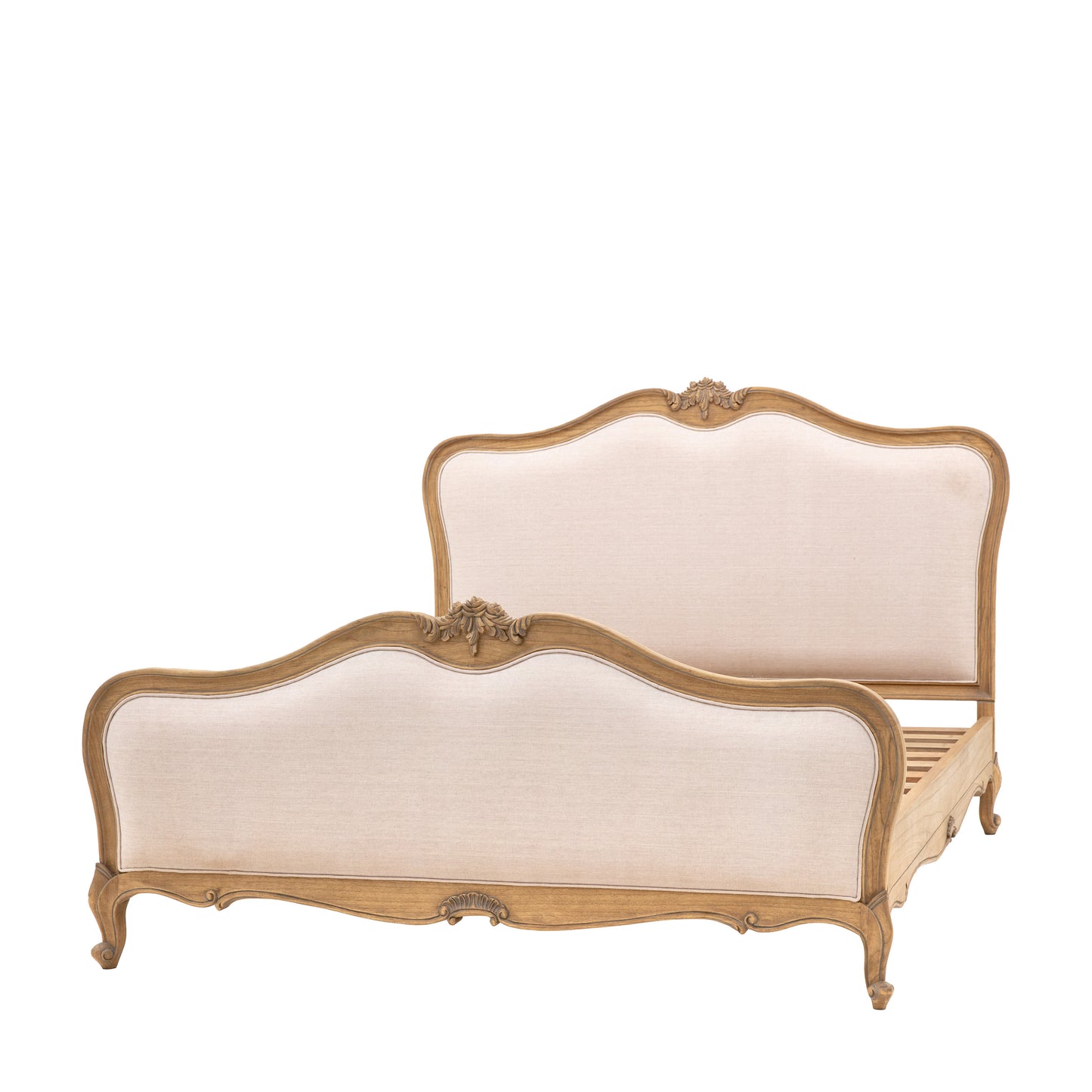 Chic Super King Linen Upholstered Bed Weathered