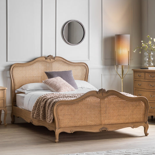 Chic Super King Cane Bed Weathered