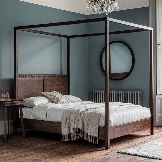 Boho Super King 4 Poster Bed Brown