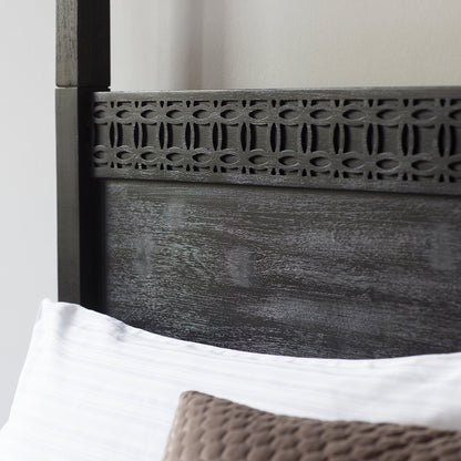 Boho Super King 4 Poster Bed Black