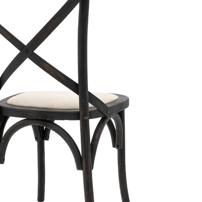 Cafe Chair Black Linen 2 pk