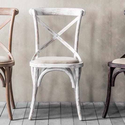 Cafe Chair White Linen 2 pk
