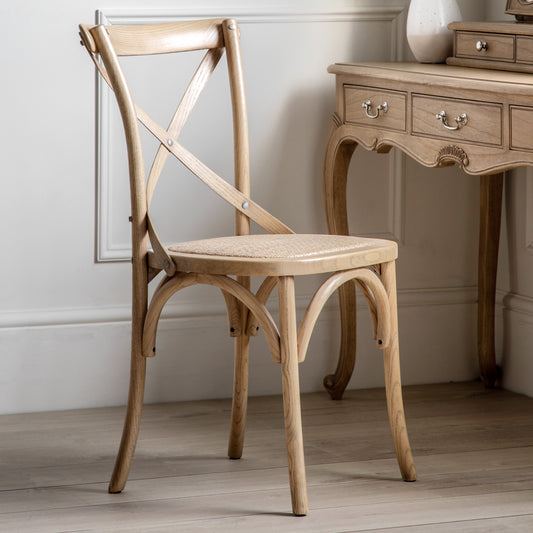 Cafe Chair Washed Oak Rattan 2 pk