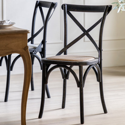 Cafe Chair Black Rattan 2 pk