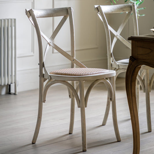 Cafe Chair White Rattan 2 pk