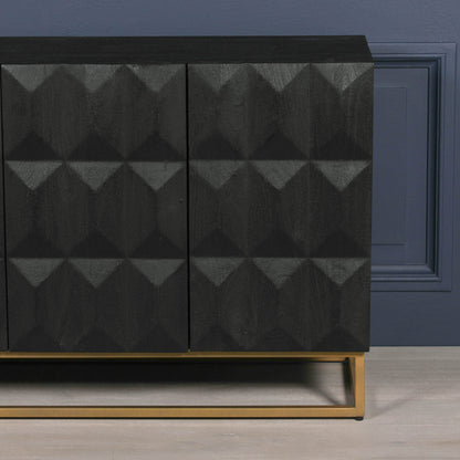 Black Wooden Diamond Pattern Sideboard