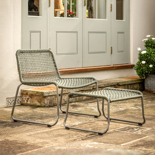 Sassano Lounge Chair with Footstool Green