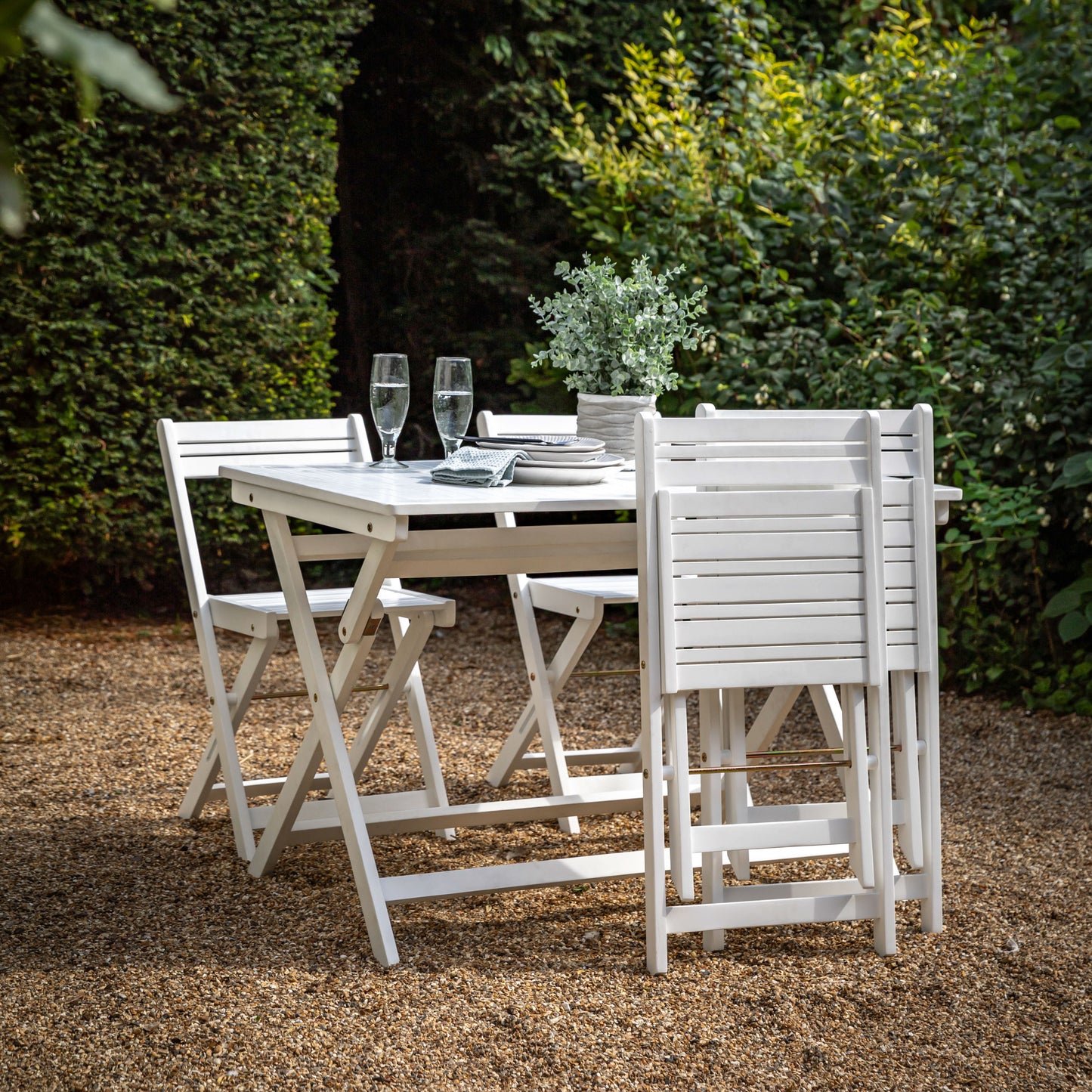 Lindos Folding Dining Set White