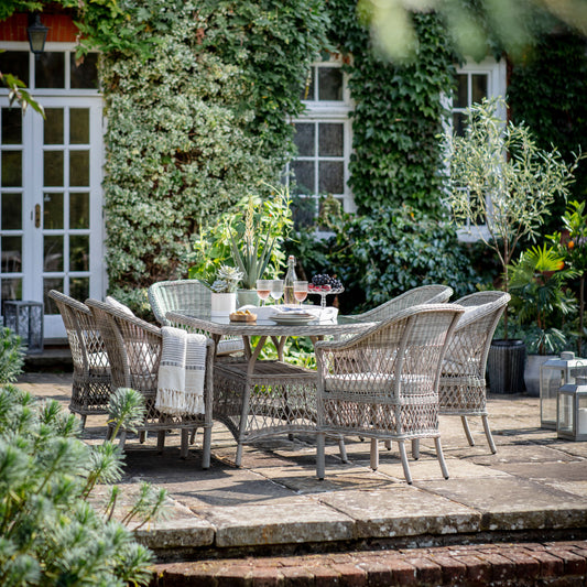 Menton 6 Seater Oval Dining Set Stone