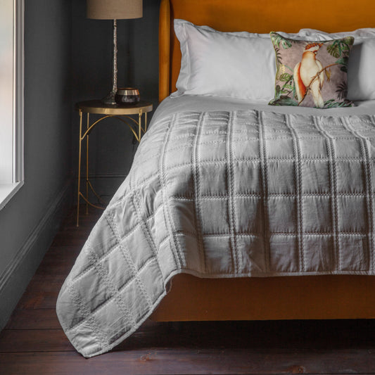 Quilted Cotton Bedspread Grey