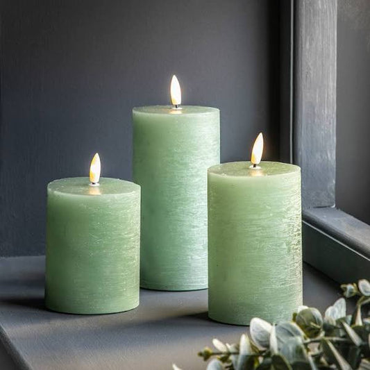 LED Candle Rustic Sage Set of 3