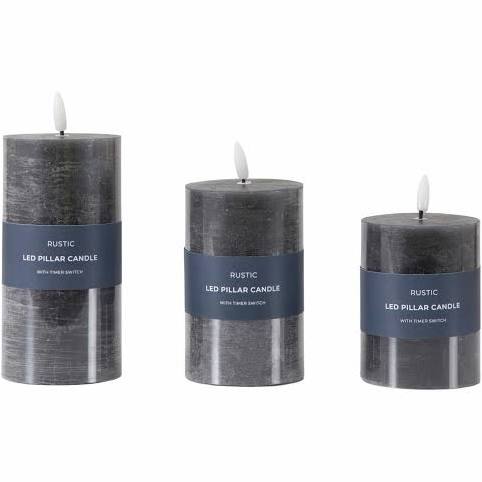 LED Candle Rustic Slate Set of 3