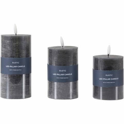 LED Candle Rustic Slate Set of 3