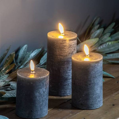 LED Candle Rustic Slate Set of 3