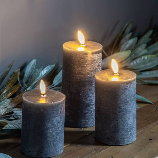 LED Candle Rustic Slate Set of 3