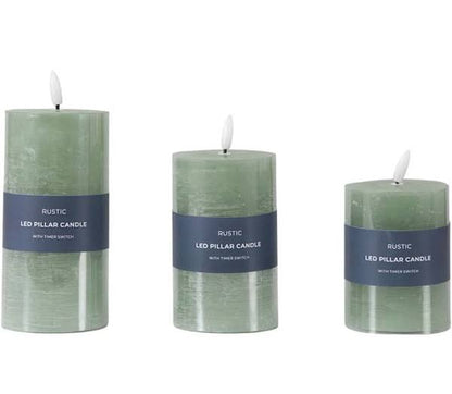 LED Candle Rustic Sage Set of 3