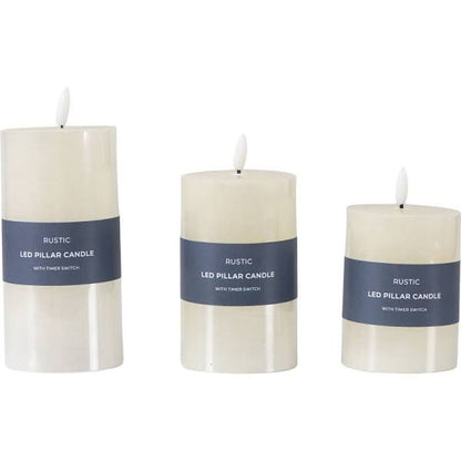 LED Candle Rustic Ivory Set of 3